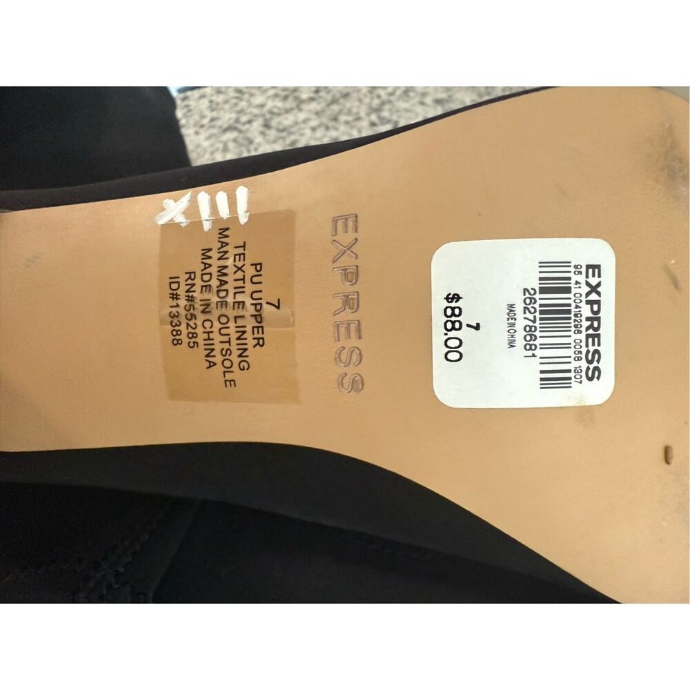 Express Pointed Toe Sock Booties Heels Black 7 Dr… - image 4